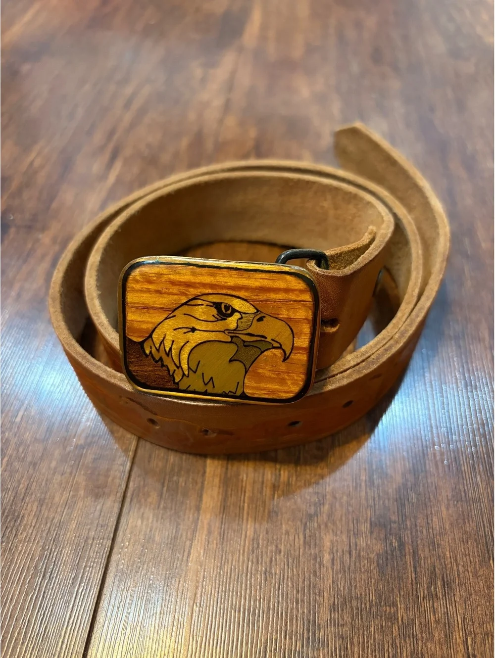 Harmony Metal Colorado USA Solid Brass Eagle Belt Buckle Leather Belt